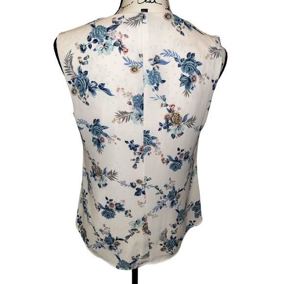 White House Black Market Size 4 Floral Chiffon Layered‎ Sleeveless Blouse - Picture 5 of 9